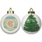 Teal Ribbons & Labels Ceramic Christmas Ornament - X-Mas Tree (APPROVAL)