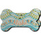 Teal Ribbons & Labels Ceramic Flat Ornament - Bone Front & Back Double Print