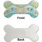 Teal Ribbons & Labels Ceramic Flat Ornament - Bone Front & Back Single Print (APPROVAL)