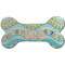 Teal Ribbons & Labels Ceramic Dog Ornament - Front w/ Monogram