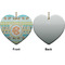 Teal Ribbons & Labels Ceramic Flat Ornament - Heart Front & Back (APPROVAL)