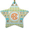 Teal Ribbons & Labels Ceramic Flat Ornament - Star (Front)