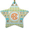 Teal Ribbons & Labels Star Ceramic Ornament w/ Monogram