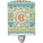 Teal Ribbons & Labels Ceramic Night Light (Personalized)