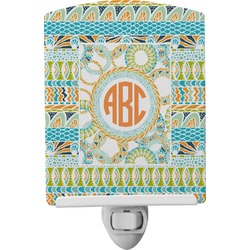 Teal Ribbons & Labels Ceramic Night Light (Personalized)
