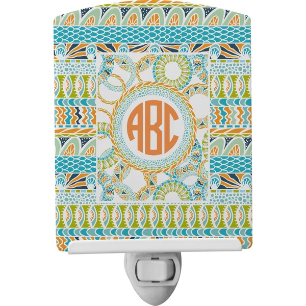 Custom Teal Ribbons & Labels Ceramic Night Light (Personalized)