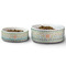 Teal Ribbons & Labels Ceramic Dog Bowls - Size Comparison