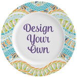 Teal Ribbons & Labels Ceramic Dinner Plates (Set of 4) (Personalized)