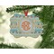 Teal Ribbons & Labels Christmas Ornament (On Tree)