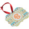 Teal Ribbons & Labels Christmas Ornament