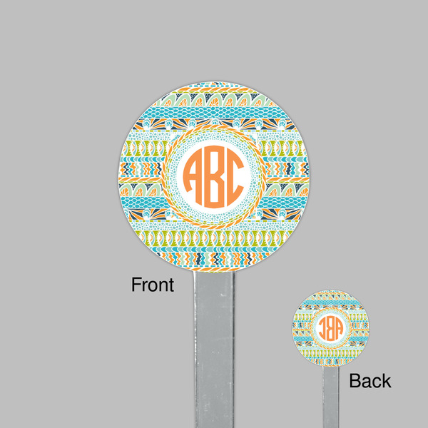 Teal Ribbons & Labels Clear Plastic 7" Stir Stick - Round - Front & Back