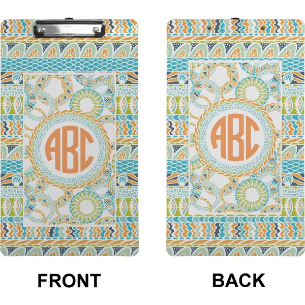 Teal Ribbons & Labels Clipboard (Legal) (Front + Back)