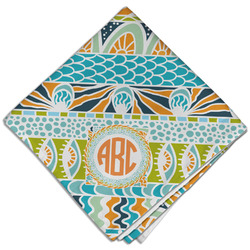 Teal Ribbons & Labels Cloth Dinner Napkin - Single w/ Monogram