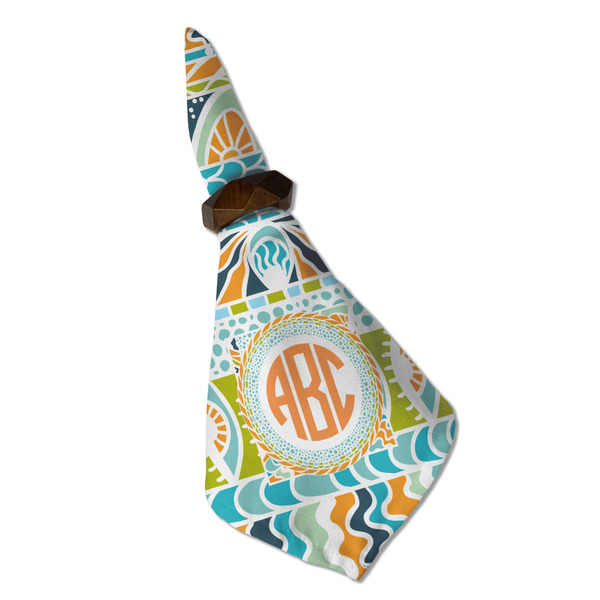 Teal Ribbons & Labels Cloth Napkins - Personalized Dinner (Folded in Ring) (MAIN)