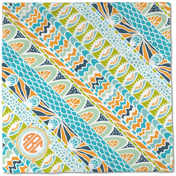 Teal Ribbons & Labels Cloth Napkins - Personalized Dinner (Full Open)