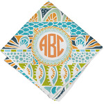 Teal Ribbons & Labels Cloth Cocktail Napkin - Single w/ Monogram