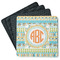 Teal Ribbons & Labels Square Rubber Backed Coasters - Set of 4 (Personalized)