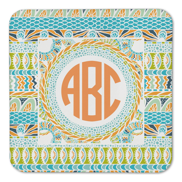 Teal Ribbons & Labels Coaster Set - FRONT (one)