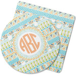 Teal Ribbons & Labels Rubber Backed Coaster (Personalized)