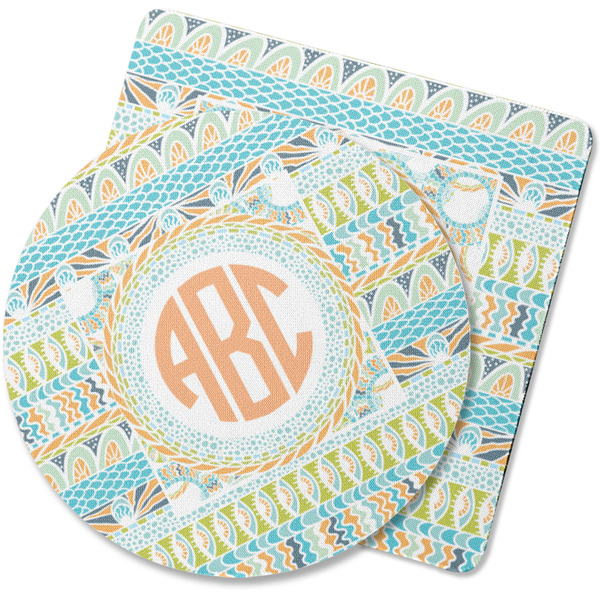 Custom Teal Ribbons & Labels Rubber Backed Coaster (Personalized)