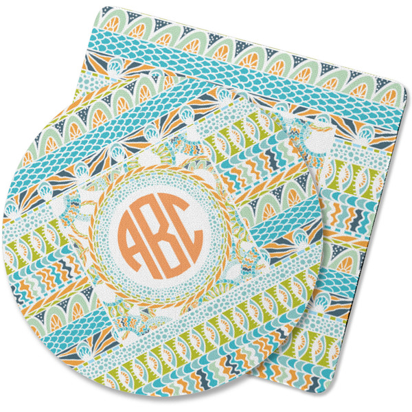 Custom Teal Ribbons & Labels Rubber Backed Coaster (Personalized)