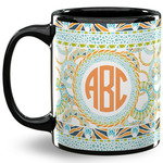 Teal Ribbons & Labels 11 Oz Coffee Mug - Black (Personalized)