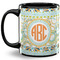Teal Ribbons & Labels 11 Oz Coffee Mug - Black (Personalized)
