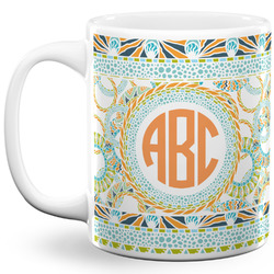 Teal Ribbons & Labels 11 Oz Coffee Mug - White (Personalized)