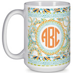 Teal Ribbons & Labels 15 Oz Coffee Mug - White (Personalized)