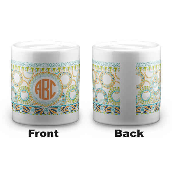 Teal Ribbons & Labels Coin Bank - Apvl