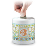 Teal Ribbons & Labels Coin Bank (Personalized)