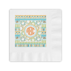 Teal Ribbons & Labels Coined Cocktail Napkins (Personalized)