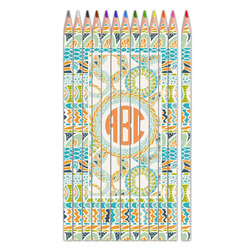 Teal Ribbons & Labels Colored Pencils (Personalized)