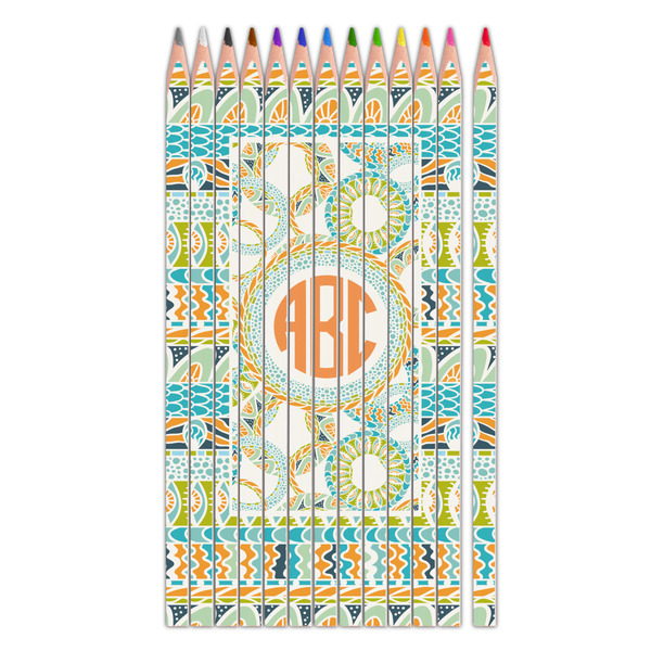 Custom Teal Ribbons & Labels Colored Pencils (Personalized)