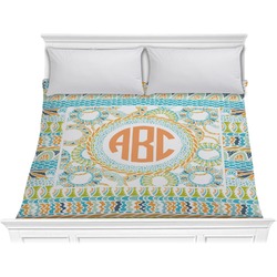 Teal Ribbons & Labels Comforter - King (Personalized)