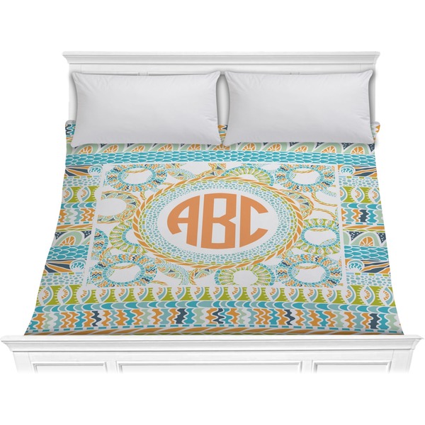 Custom Teal Ribbons & Labels Comforter - King (Personalized)