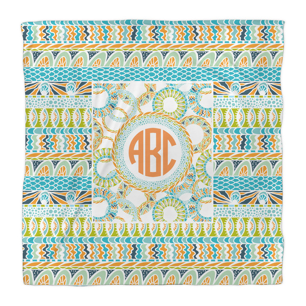 Teal Ribbons & Labels Comforter - Queen - Front