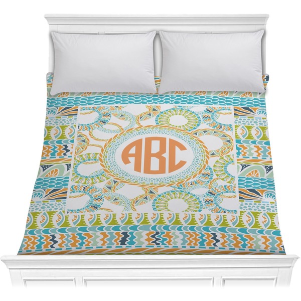 Custom Teal Ribbons & Labels Comforter - Full / Queen (Personalized)