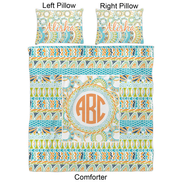 Teal Ribbons & Labels Comforter Set - Queen - Approval