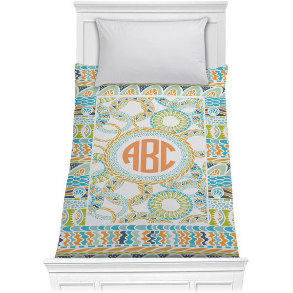 Teal Ribbons & Labels Comforter (Twin)