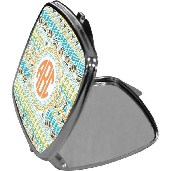 Teal Ribbons & Labels Compact Mirror (Side View)