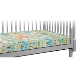 Teal Ribbons & Labels Crib Fitted Sheet w/ Monogram