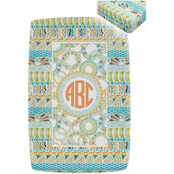 Teal Ribbons & Labels Crib Fitted Sheet - Apvl