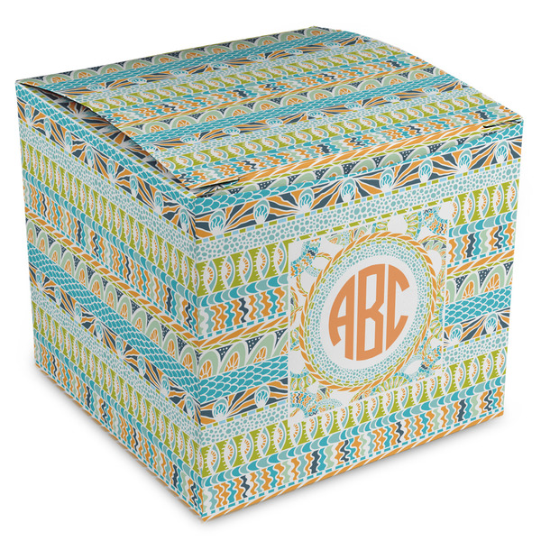 Custom Teal Ribbons & Labels Cube Favor Gift Boxes (Personalized)