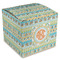 Teal Ribbons & Labels Cube Favor Gift Box - Front/Main