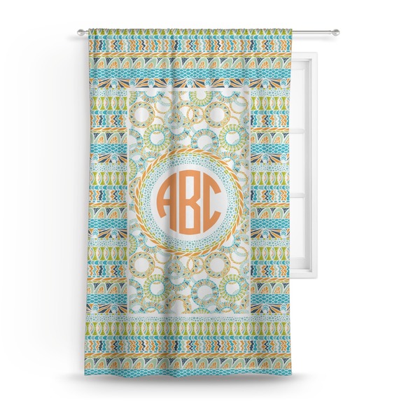 Custom Teal Ribbons & Labels Curtain (Personalized)