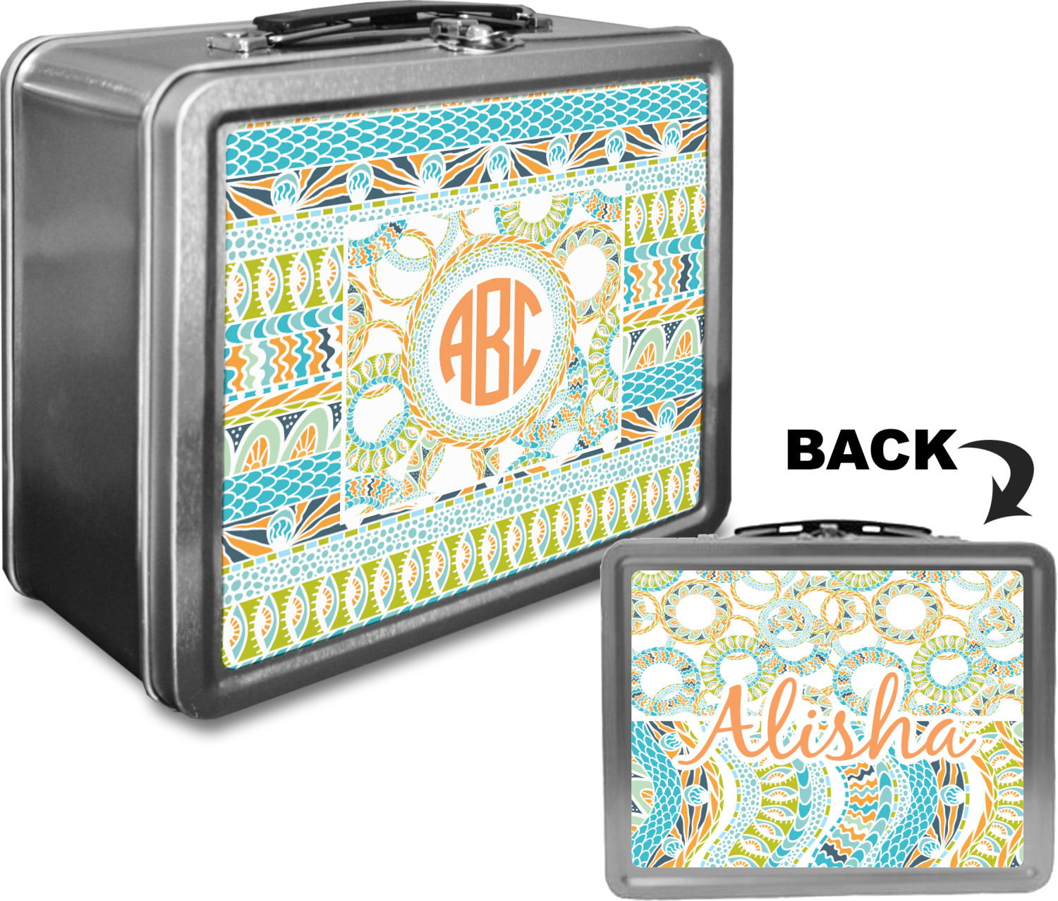 Custom Teal Ribbons & Labels Lunch Box (Personalized) YouCustomizeIt