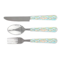 Teal Ribbons & Labels Cutlery Set (Personalized)