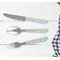 Teal Ribbons & Labels Cutlery Set - w/ PLATE