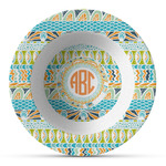 Teal Ribbons & Labels Plastic Bowl - Microwave Safe - Composite Polymer (Personalized)